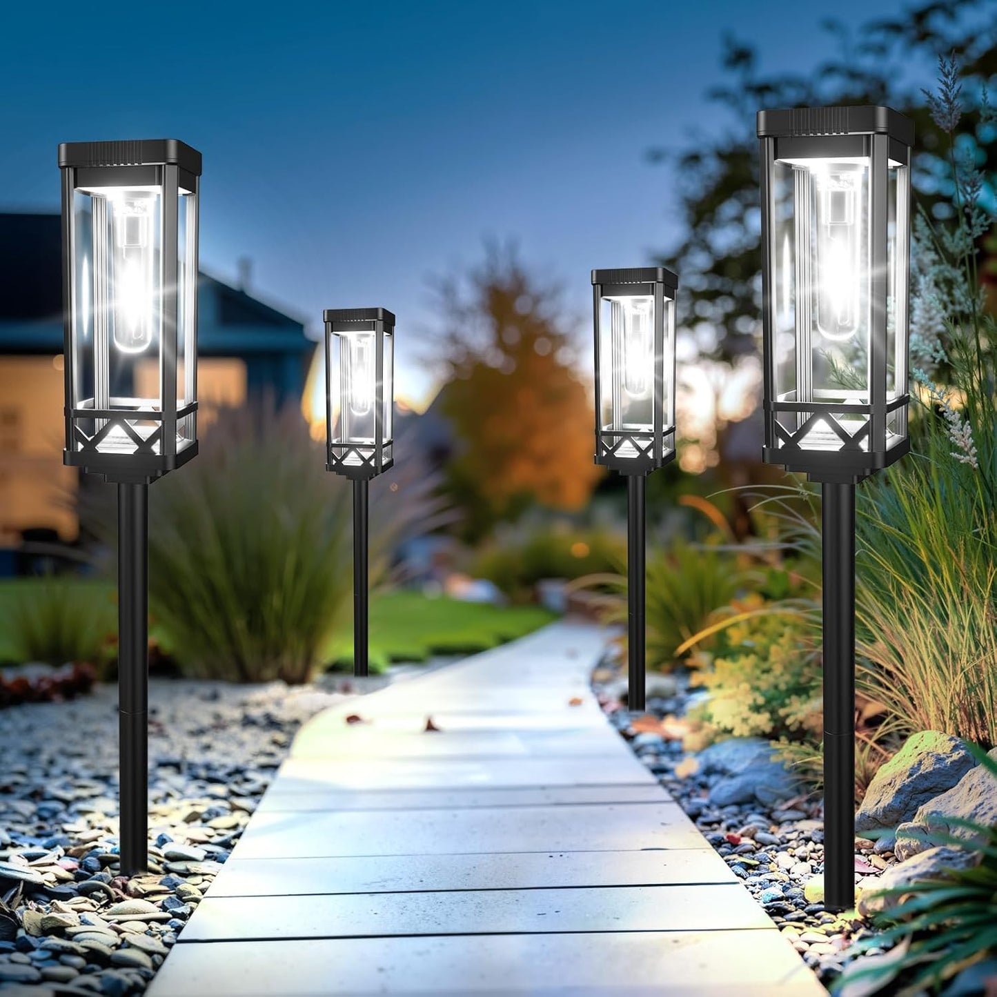 KOOPER Taller Solar Pathway Lights Outdoor, 8 Pack Upgraded Brighter Solar Garden Lights Solar Powered, Up To 15 Hours Outdoor Solar Lights for Yard Landscape Lighting Path Walkway Driveway Sidewalk
