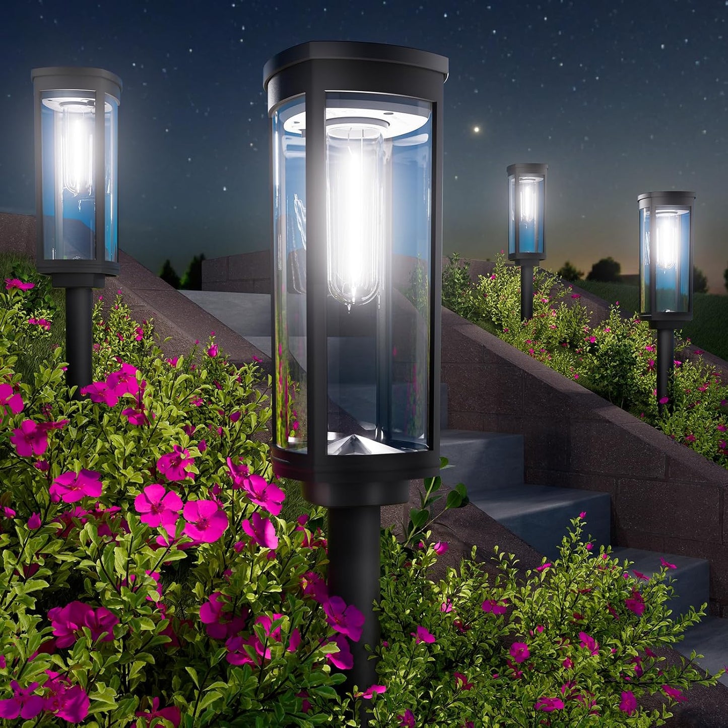 Bright Solar Pathway Lights Outdoor, 8 Pack Solar Powered Garden Lights Waterproof IP65, Auto On/Off Outdoor Light for Lawn Patio Walkway Driveway Decor Landscape Lighting