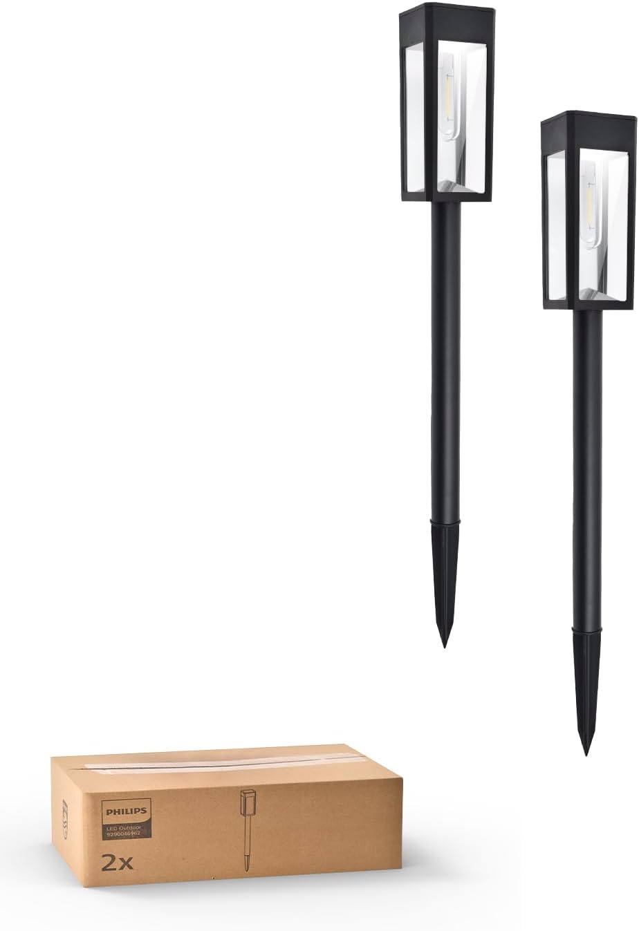 Philips 8 Packs Solar Pathway Lights Outdoor, Glass Metal Led Garden Landscape Lightings, 3000K Warm White, Waterproof for Decor Yard, Walkway, Patio, Driveway, Lawn