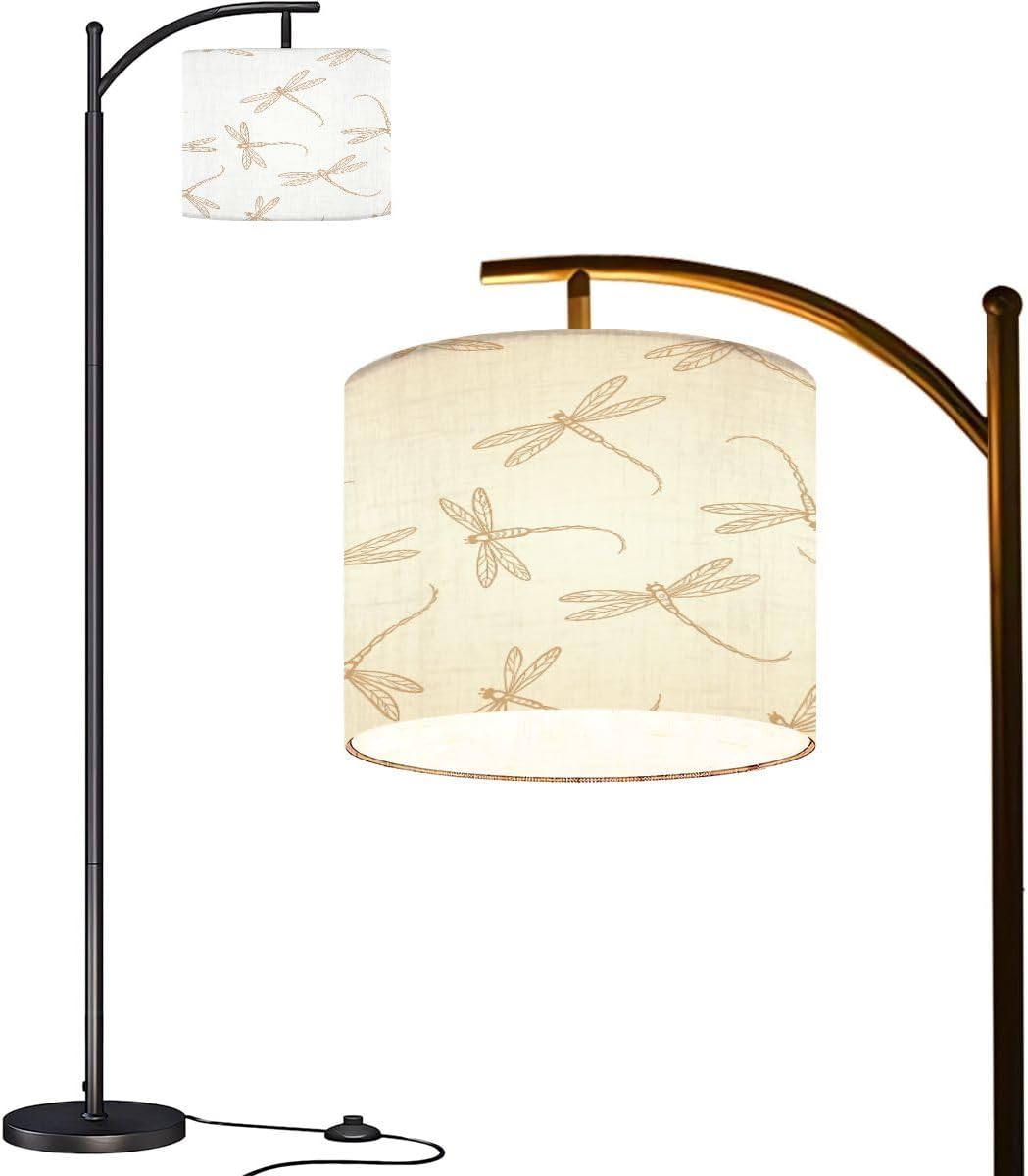 Arc Floor Lamp Abstract contemporary aesthetic geometric balance shapes rainbow Boho Tall Standing Lamp Modern Dimmable with Remote Adjustable Drum Shade Footswitch for Living Room Bedroom Office