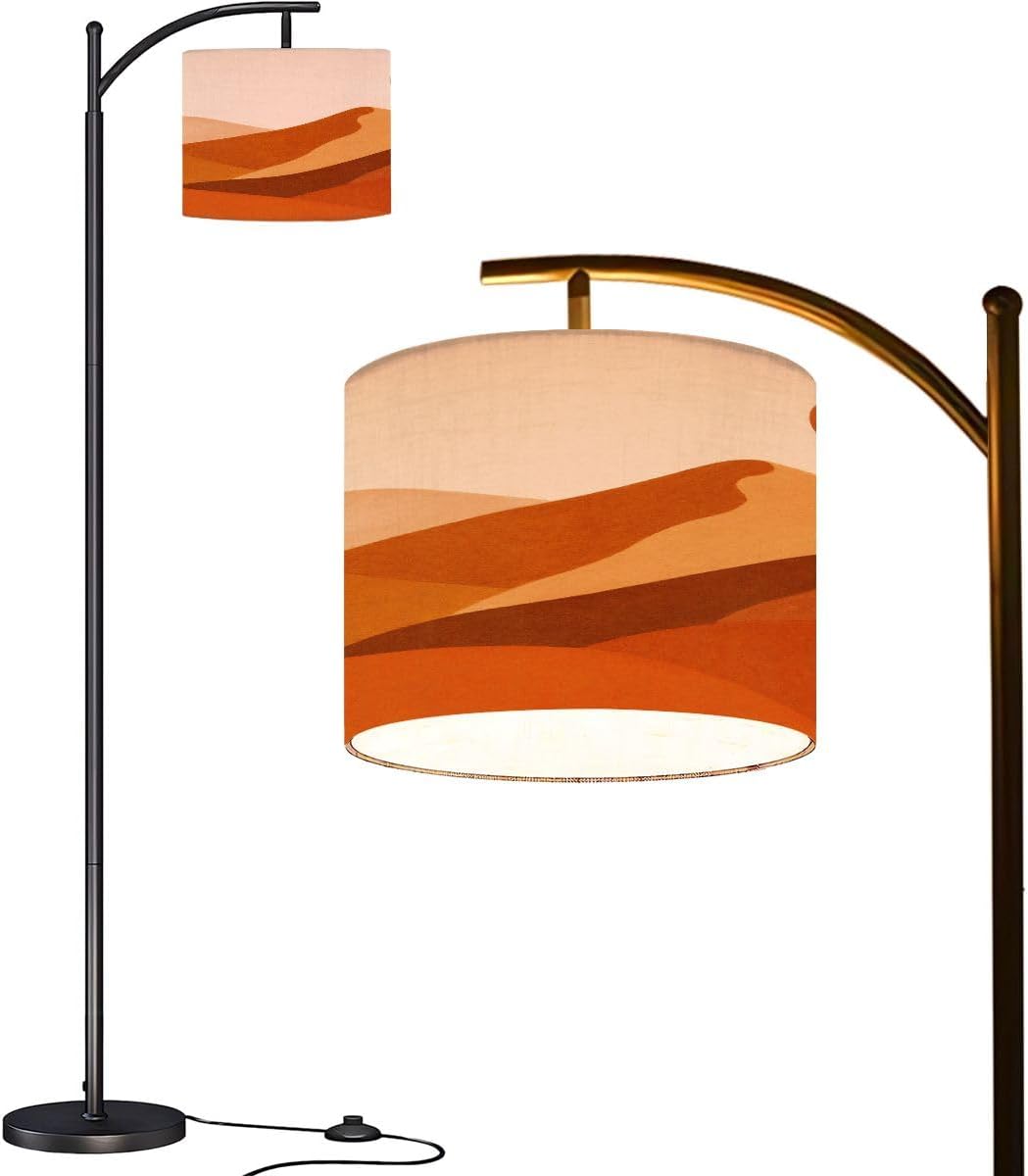 Arc Floor Lamp Abstract contemporary aesthetic geometric balance shapes rainbow Boho Tall Standing Lamp Modern Dimmable with Remote Adjustable Drum Shade Footswitch for Living Room Bedroom Office