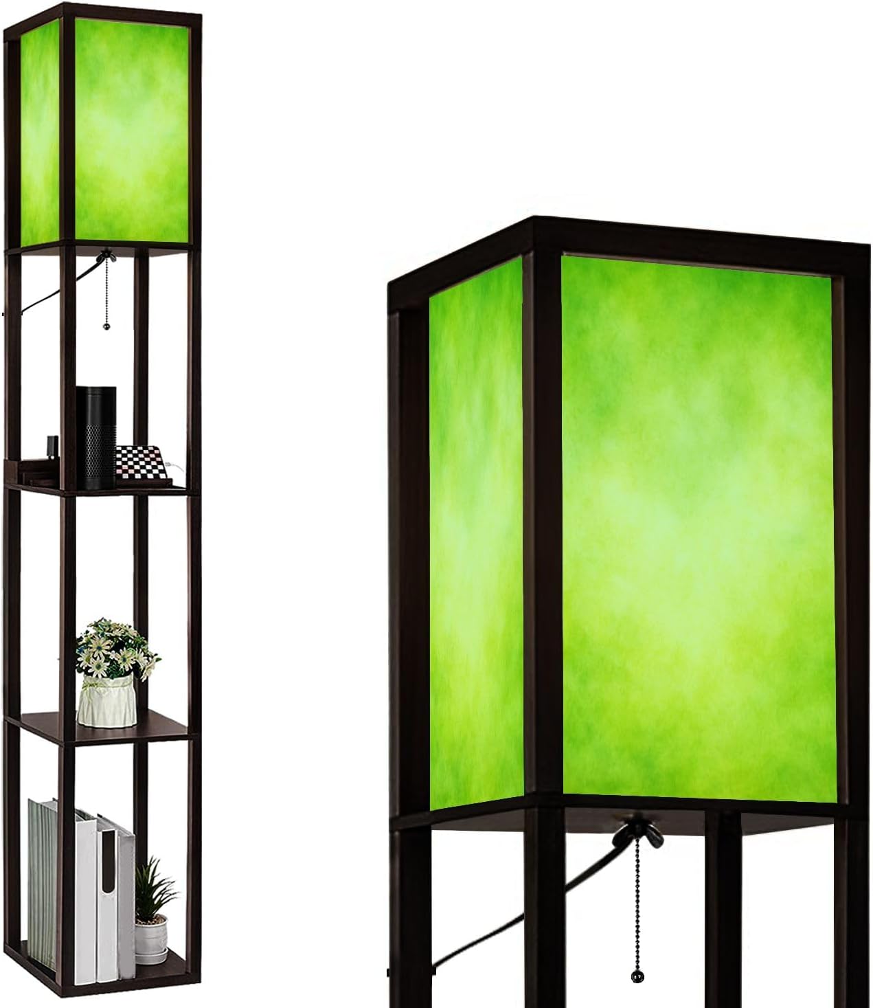 Floor Lamp with Shelves Wet Balance Standing Tall Lamp USB Ports & Power Outlet Modern Corner Lamp Nightstand Light for Living Room Bedroom