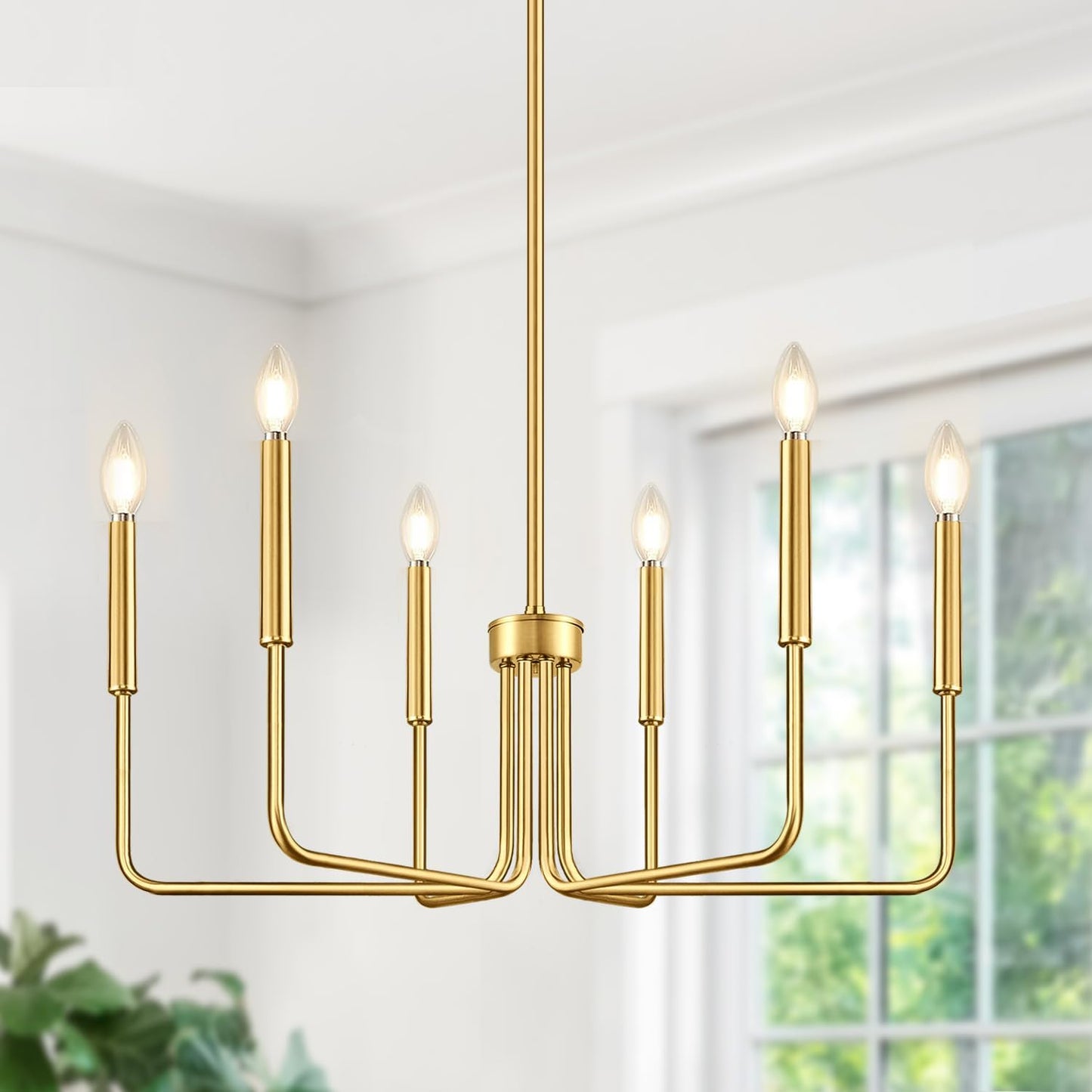 Black Chandelier, 6-Light Farmhouse Chandelier for Dining Room Lighting Fixtures Hanging, Dining Light Fixtures Industrial Modern Chandelier for Bedroom, Foyer, Hall, Kitchen, Living Room and Entryway