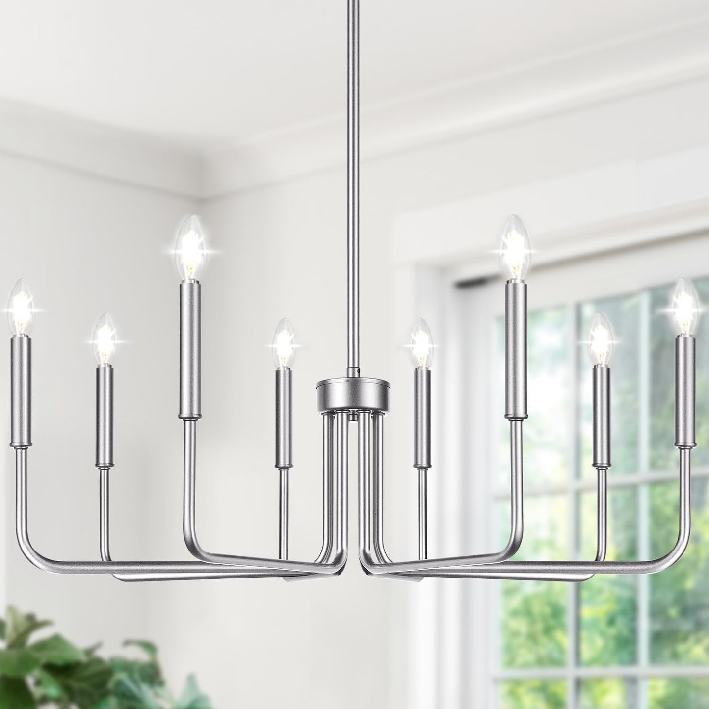 Black Chandelier, 6-Light Farmhouse Chandelier for Dining Room Lighting Fixtures Hanging, Dining Light Fixtures Industrial Modern Chandelier for Bedroom, Foyer, Hall, Kitchen, Living Room and Entryway