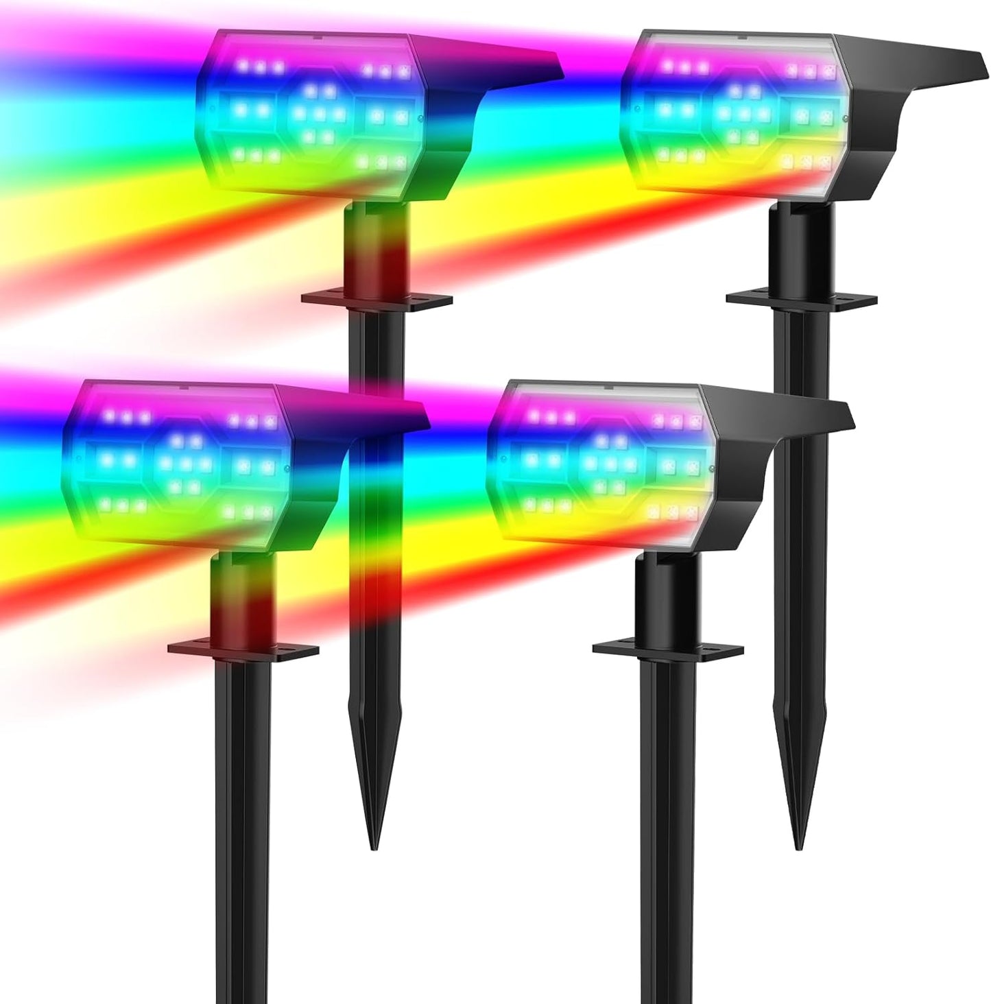 NYMPHY Solar Lights Outdoor Waterproof IP68, 56 LED 3 Lighting Modes Solar Powered Garden Yard Spot Solar Lights for Outside Landscape- 4 Pack (Cool White)