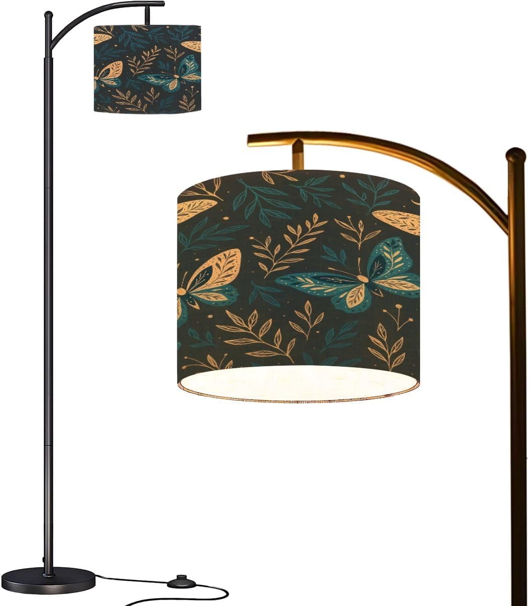 Arc Floor Lamp Abstract contemporary aesthetic geometric balance shapes rainbow Boho Tall Standing Lamp Modern Dimmable with Remote Adjustable Drum Shade Footswitch for Living Room Bedroom Office