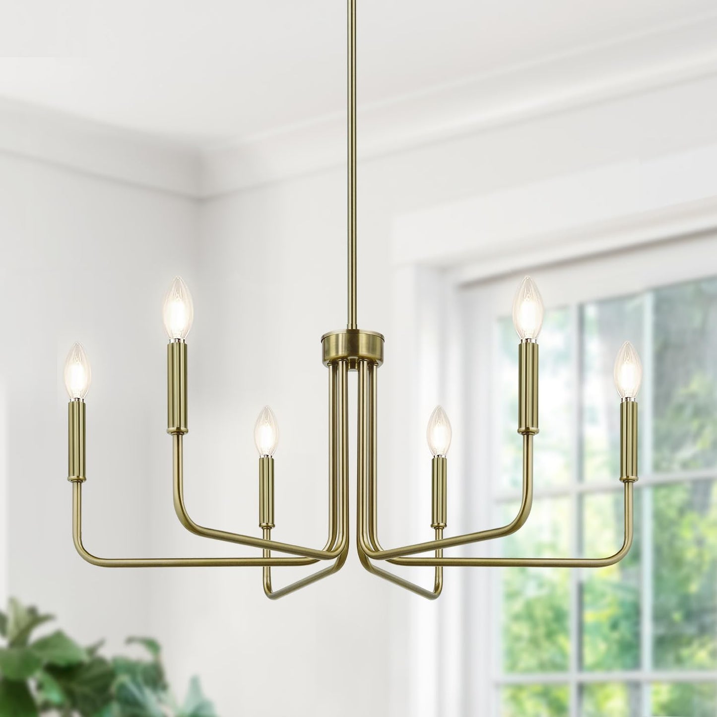 Black Chandelier, 6-Light Farmhouse Chandelier for Dining Room Lighting Fixtures Hanging, Dining Light Fixtures Industrial Modern Chandelier for Bedroom, Foyer, Hall, Kitchen, Living Room and Entryway