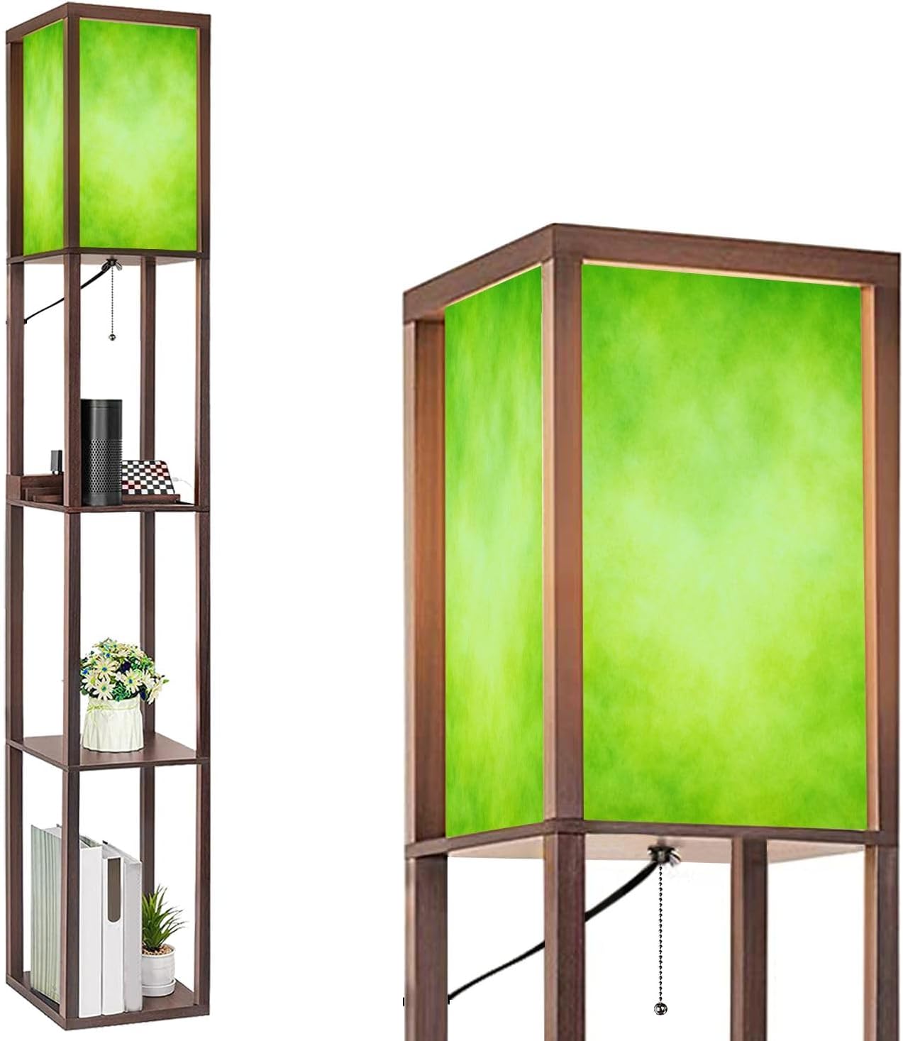 Floor Lamp with Shelves Wet Balance Standing Tall Lamp USB Ports & Power Outlet Modern Corner Lamp Nightstand Light for Living Room Bedroom