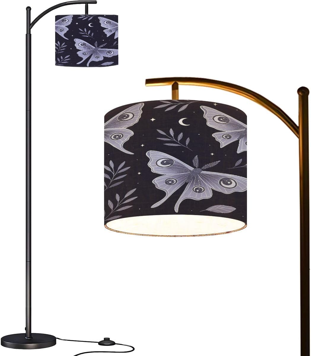 Arc Floor Lamp Abstract contemporary aesthetic geometric balance shapes rainbow Boho Tall Standing Lamp Modern Dimmable with Remote Adjustable Drum Shade Footswitch for Living Room Bedroom Office