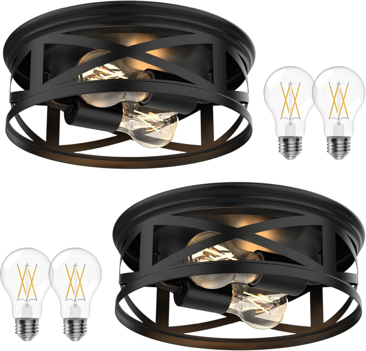 Sunco Farmhouse Ceiling Light Fixtures, Rustic Ceiling Light Fixture for Foyer, Bedroom, Hallway, Kitchen, Living Room, Den, 11 Inch Diameter, E26 Medium Base, Max 100W 2 Pack