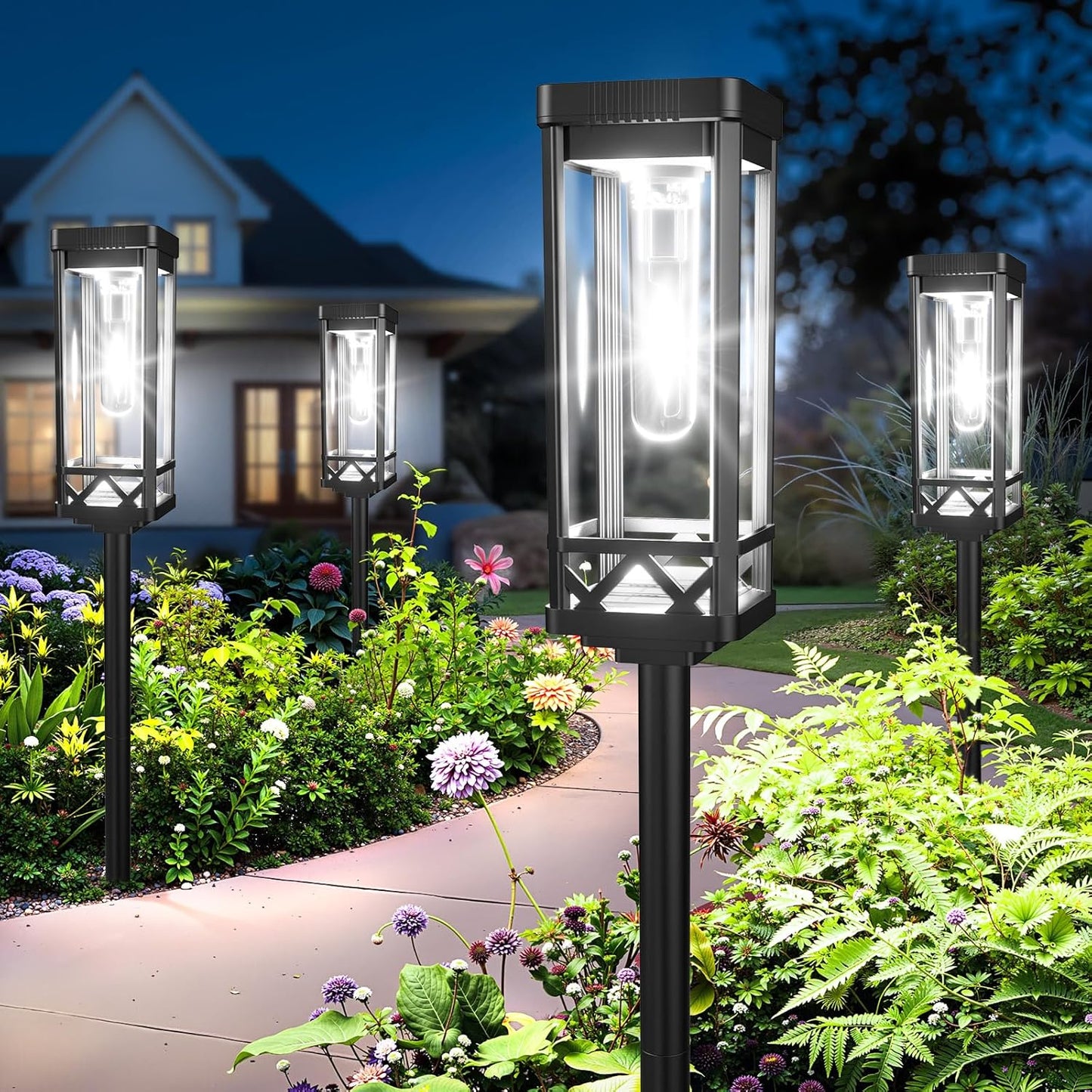 KOOPER Taller Solar Pathway Lights Outdoor, 8 Pack Upgraded Brighter Solar Garden Lights Solar Powered, Up To 15 Hours Outdoor Solar Lights for Yard Landscape Lighting Path Walkway Driveway Sidewalk