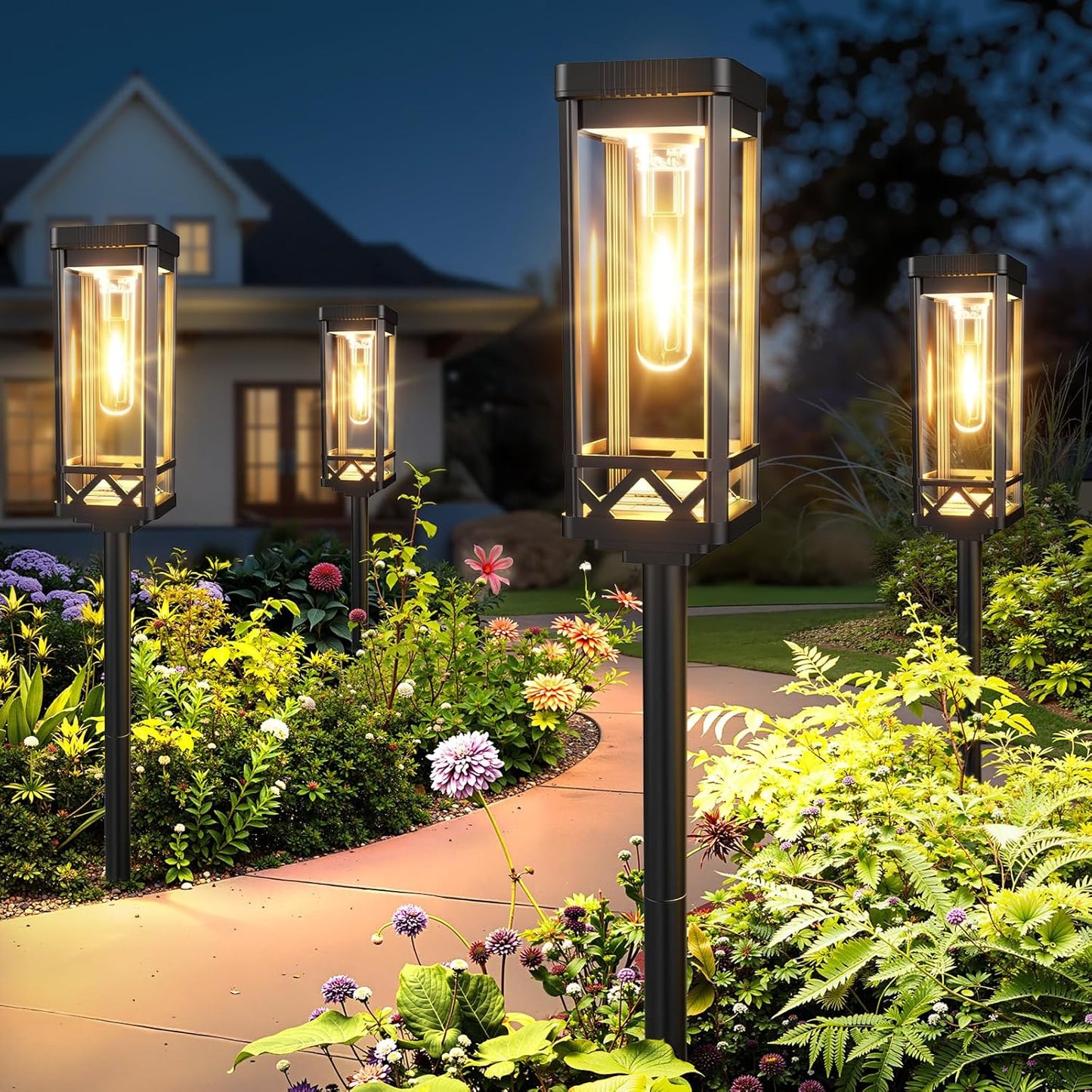 KOOPER Taller Solar Pathway Lights Outdoor, 8 Pack Upgraded Brighter Solar Garden Lights Solar Powered, Up To 15 Hours Outdoor Solar Lights for Yard Landscape Lighting Path Walkway Driveway Sidewalk